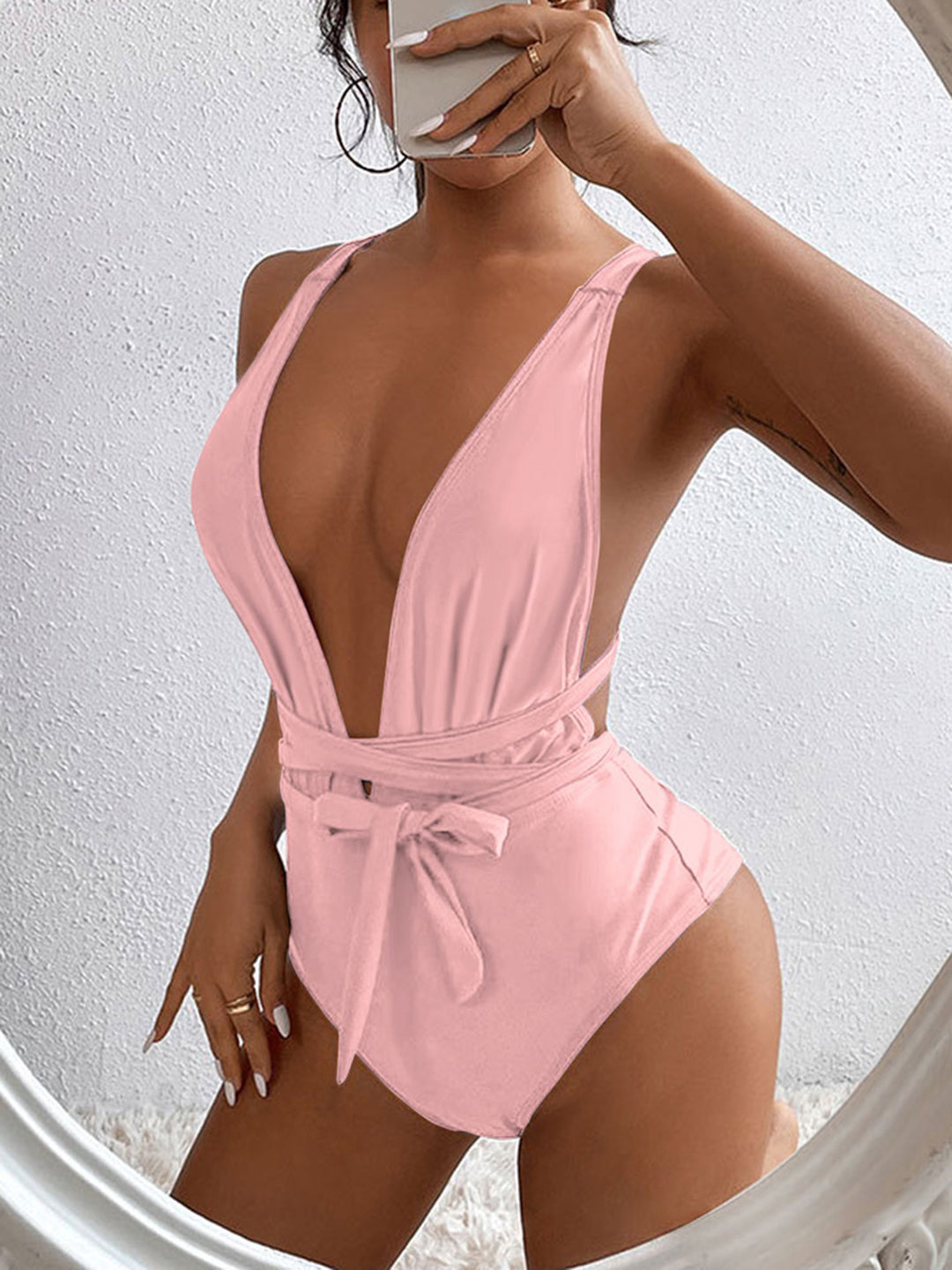 Tied Crisscross Wide Strap One-Piece Swimwear