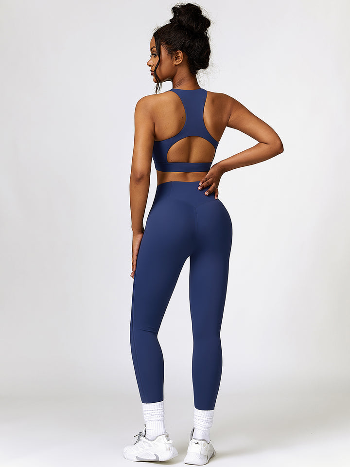 Cutout Cropped Sport Tank and Leggings Set