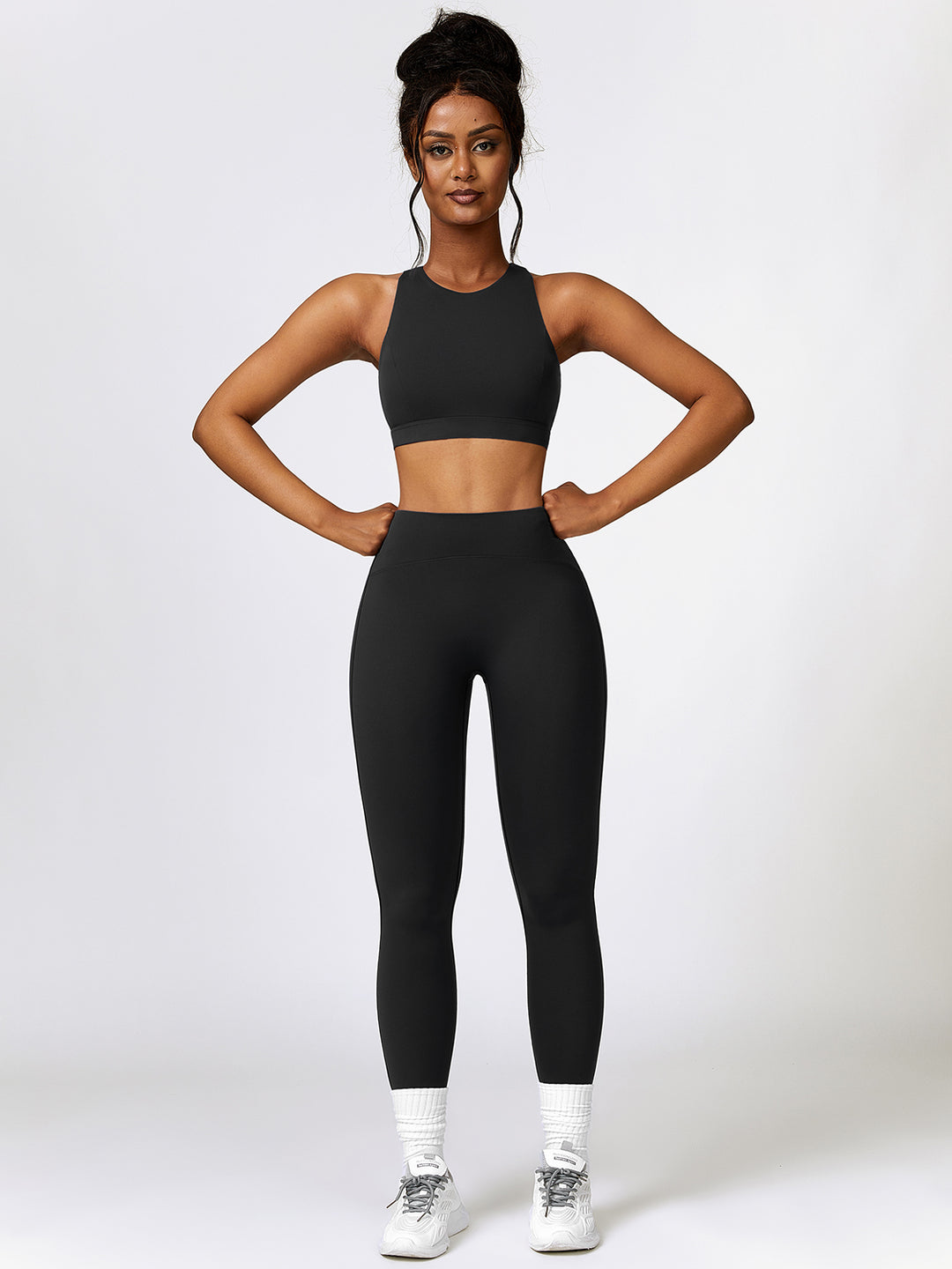 Cutout Cropped Sport Tank and Leggings Set