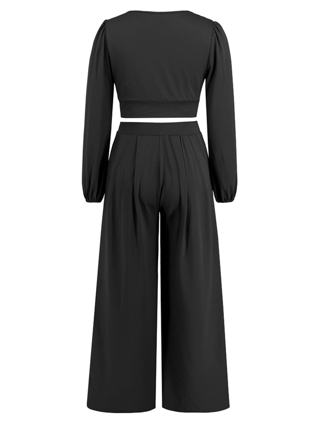 Surplice Top and Wide Leg Pants Set